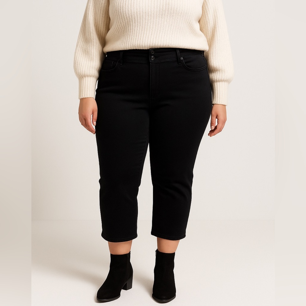 Torrid Black Crop Jeggings Plus 24 Stretch Denim 3 Button